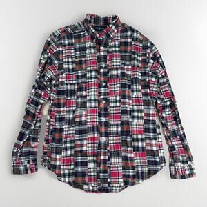 VTG Polo Ralph Lauren Shirt Classic Fit Patchwork Plaid Button Up Men's Size L